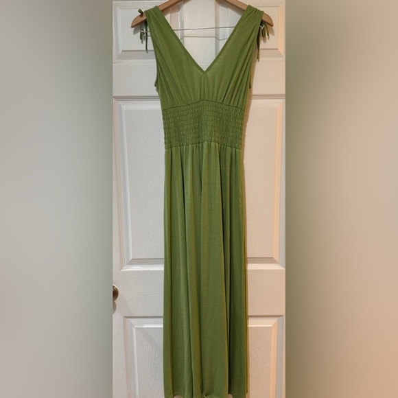 Just Love Olive Green Maxi Dress Y2K 90s Empire Slime green - Picture 5 of 5